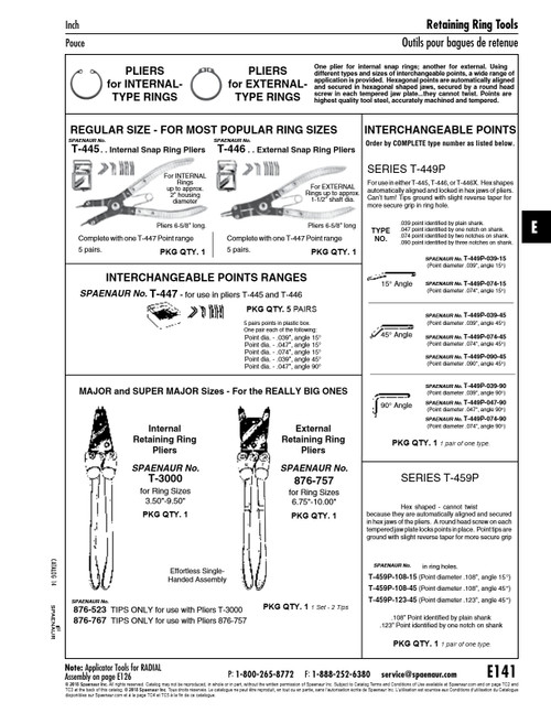 Interchangeable Points (Pair) For Retaining Ring Pliers 45 Degree Angle   T-449P-074-45