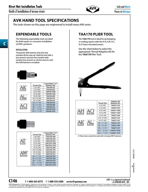 "Expendable" Placing Tool For Inserts 1/4"-20 Unc   TAA184-420
