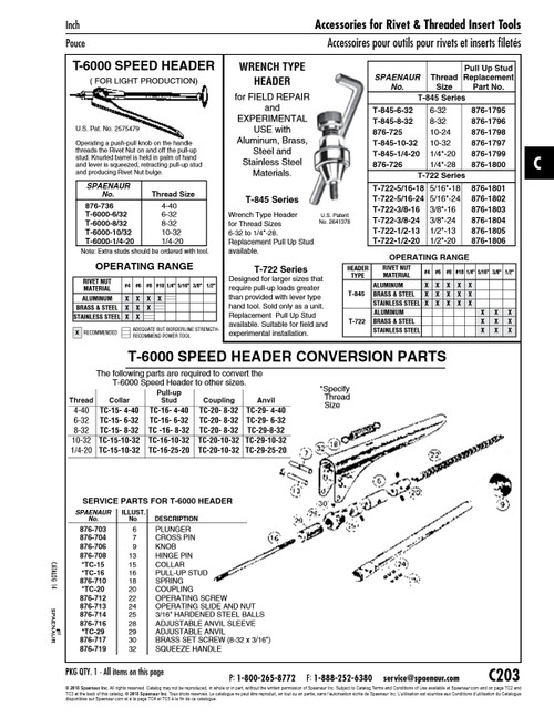 Pull-Up Stud For Sn# T-6000 Speed Header #10-32 Unf   TC-16-10-32
