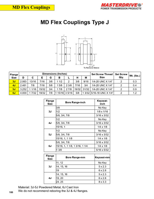#6 x 1-3/16" Shaft Sure-Flex® Coupling Half   6J-1-3/16