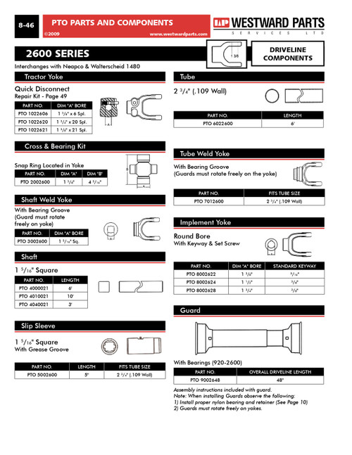 1-5/16" Square - Shaft Weld Yoke - Neapco® 2600/Walterscheid® 1480 Series  PTO3002600