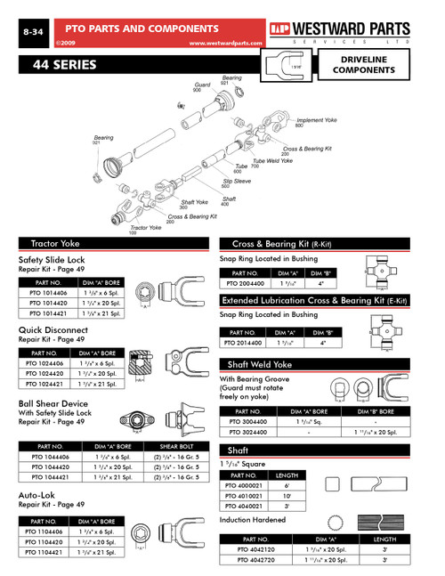 1-5/16" Square - Shaft Weld Yoke - 44 Series  PTO3004400