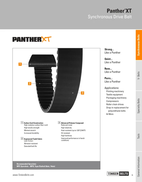 Panther® XT Synchronous Timing Belt   8MXT-1000-36