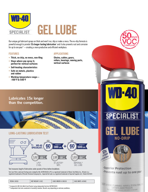 WD-40® Specialist® Spray & Stay Gel Lubricant 283g Aerosol   01221