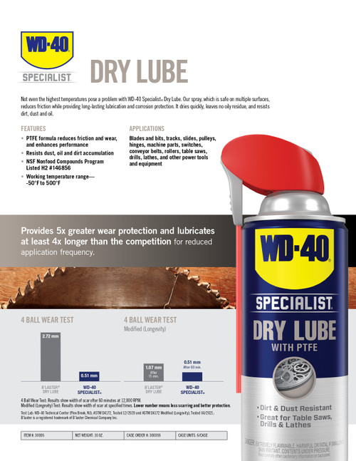 WD-40® Specialist® Dirt & Dust Resistant Dry Lube PTFE 283g Aerosol   02209