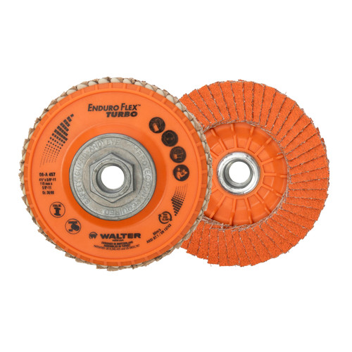 Enduro-Flex Turbo® 10 Pc. 4-1/2 x 5/8"-11 36/60G Flap Disc   06A457