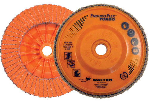Enduro-Flex Turbo® 10 Pc. 5 x 5/8"-11 80G Flap Disc   06A508