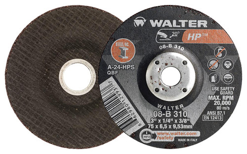 HP® 25 Pc. 3 x 1/4 x 3/8" A-24 Grinding Wheel   08B310