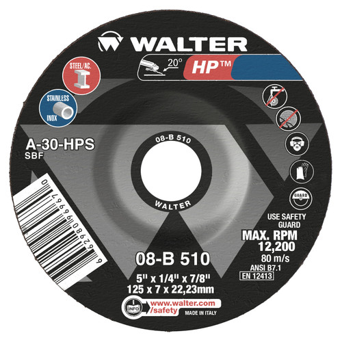 HP® 25 Pc. 5 x 1/4 x 7/8" A-24 Grinding Wheel   08B510