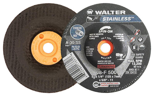 Stainless® 20 Pc. 5 x 1/4 x 5/8"-11 A-30 Grinding Wheel   08F500