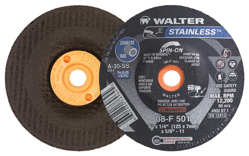 Stainless® 20 Pc. 5 x 1/4 x 5/8"-11 A-30 Grinding Wheel   08F501