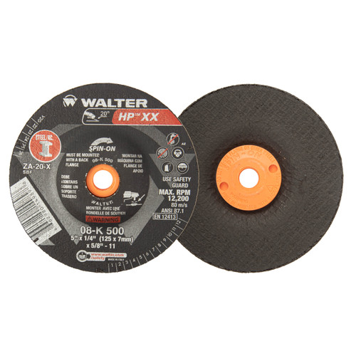 HP XX® 20 Pc. 5 x 1/4 x 5/8"-11 ZA-20 Grinding Wheel   08K500