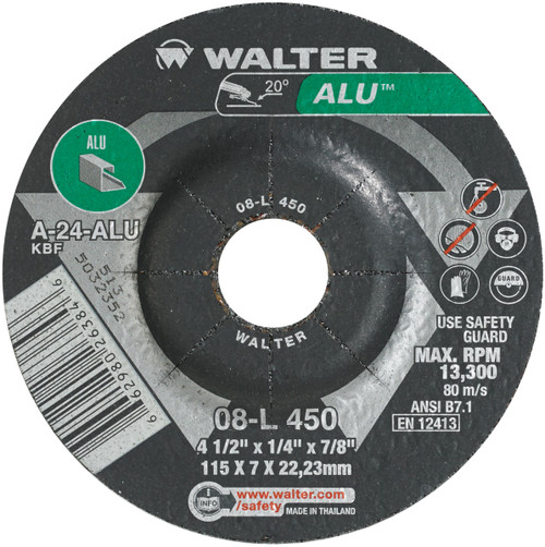 ALU® 25 Pc. 4-1/2 x 1/4 x 7/8" A-24 Grinding Wheel   08L450