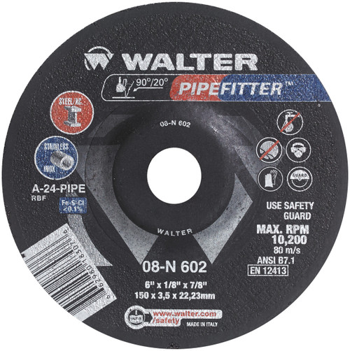 Pipefitter® 25 Pc. 6 x 1/8 x 7/8" A-24 Grinding Wheel   08N602