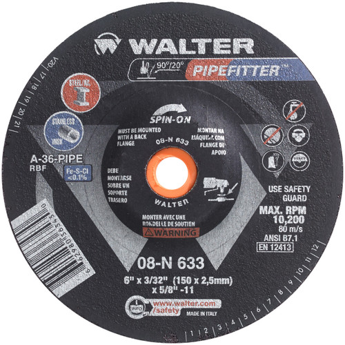 Pipefitter® 25 Pc. 6 x 3/32 x 5/8"-11 A-36 Grinding Wheel   08N633