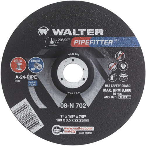 Pipefitter® 25 Pc. 7 x 1/8 x 7/8" A-24 Grinding Wheel   08N702