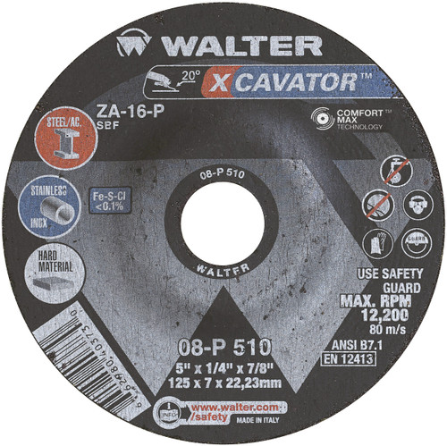 Xcavator® 25 Pc. 5 x 1/4 x 7/8" ZA-16 Grinding Wheel   08P510