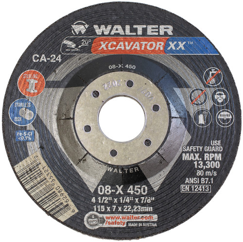 Xcavator XX® 10 Pc. 4-1/2 x 1/4 x 7/8" CA-24 Grinding Wheel   08X450
