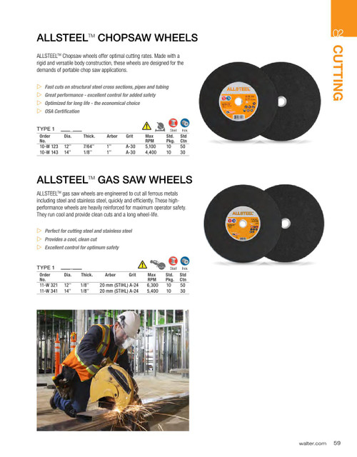 Allsteel® 10 Pc. 12 x 1/8 x 20mm STIHL A-24 Cut-Off Wheel   11W321