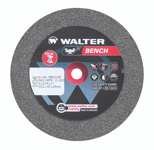 6 x 1 x 1" 46G Steel Bench Grinding Wheel   12E345