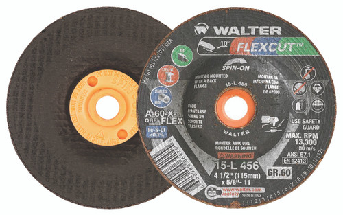 Flexcut® 25 Pc. 4-1/2 x 5/8"-11 A-60-X-FLEX Grinding Wheel   15L456
