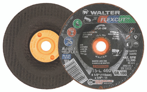 Flexcut® 25 Pc. 4-1/2 x 5/8"-11 A-100-X-FLEX Grinding Wheel   15L460
