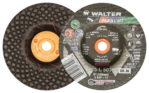 Flexcut® 25 Pc. 5 x 5/8"-11 A-36-X-FLEX Grinding Wheel   15L503