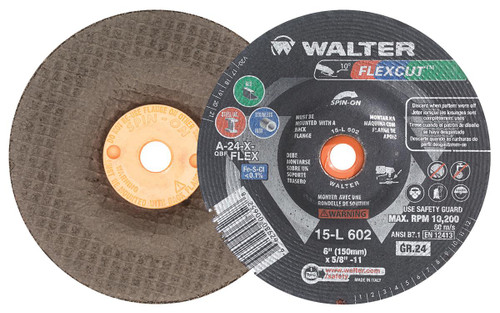 Flexcut® 25 Pc. 6 x 5/8"-11 A-24-X-FLEX Grinding Wheel   15L602