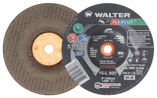 Flexcut® 25 Pc. 6 x 5/8"-11 A-36-X-FLEX Grinding Wheel   15L603