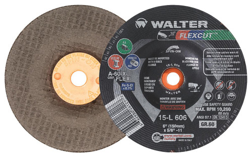 Flexcut® 25 Pc. 6 x 5/8"-11 A-60-X-FLEX Grinding Wheel   15L606