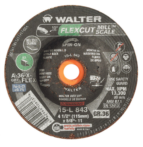 Flexcut Mill Scale® 25 Pc. 4-1/2 x 5/8"-11 A-36 Grinding Wheel   15L843
