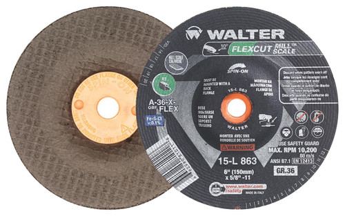 Flexcut Mill Scale® 25 Pc. 6 x 5/8"-11 A-36 Grinding Wheel   15L863