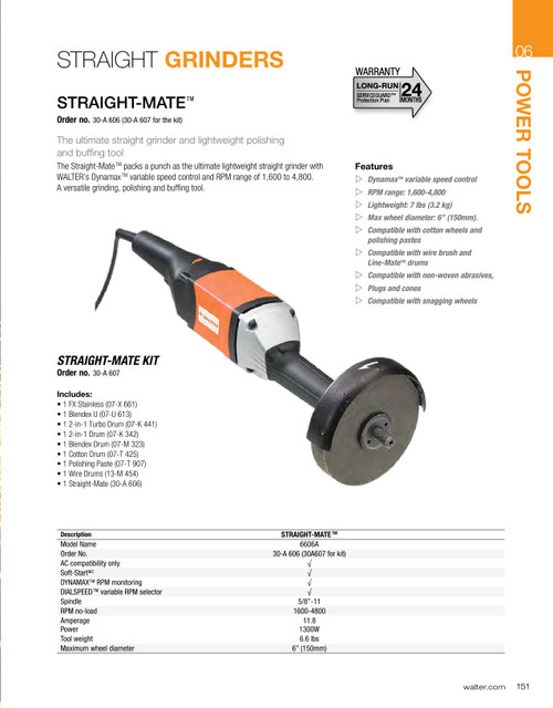 6" Straight-Mate® Straight Polish/Buffing Grinder Kit   30A607