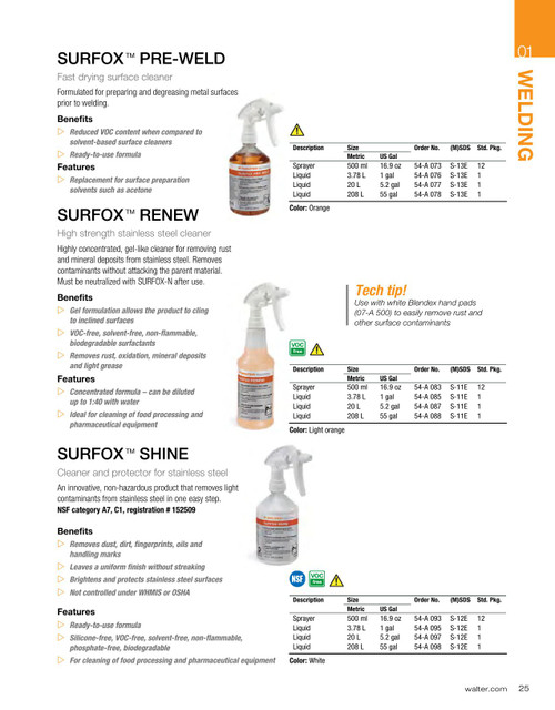 Surfox® Pre-Weld Surface Cleaning Solution 20L Jug   54A077