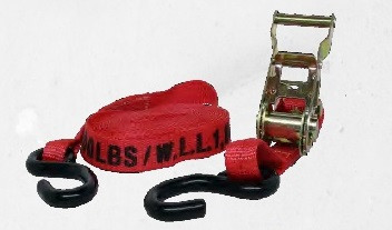 1" X 16' Coated S-Hook Ratchet Strap Red  RS-101
