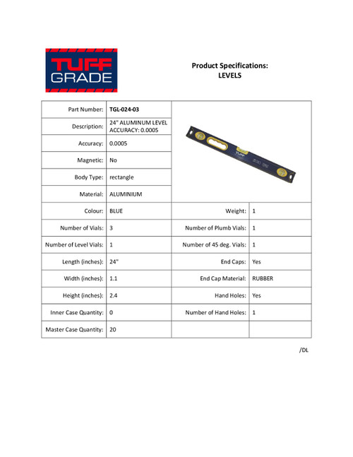 24" Level  TGL-024-03