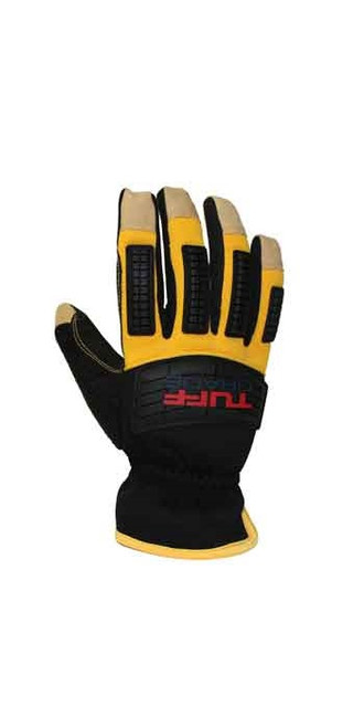 Full Grain Deerskin Glove Black Spandex Backhand Impact  TGG-516