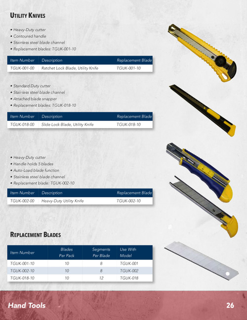 10Pc. 3/8" Snap-Off Utility Knife Blades  TGUK-018-10
