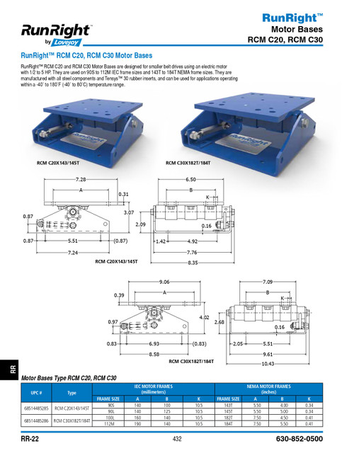 Runright® Motor Base   RCM-C-30-182T/184T-MOTOR BASE