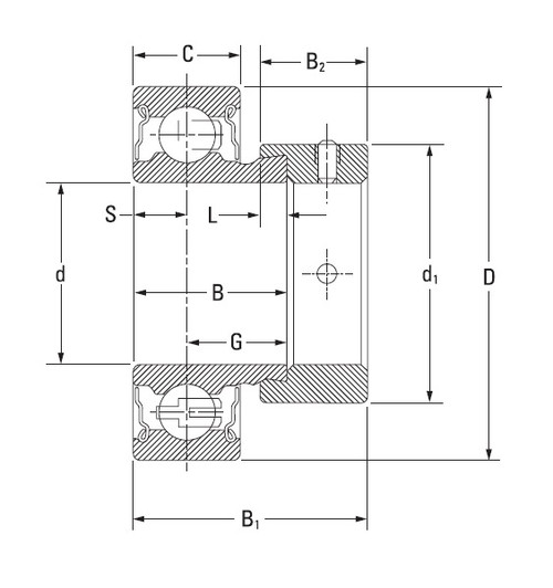 20mm Cylindrical Ball Bearing Insert w/Eccentric Locking Collar   RAE20DD