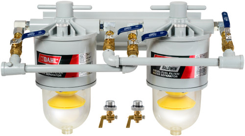 Two Diesel Fuel Filter/Water Separators Manifolded with Shut-Off Valves  200-MFV