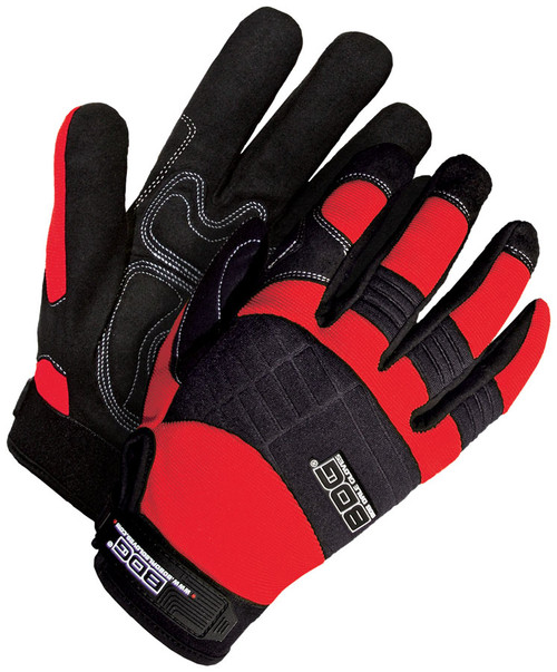 Mechanics Clarino® Leather Anti-Vib Gel Palm Red/Black  20-1-10605R