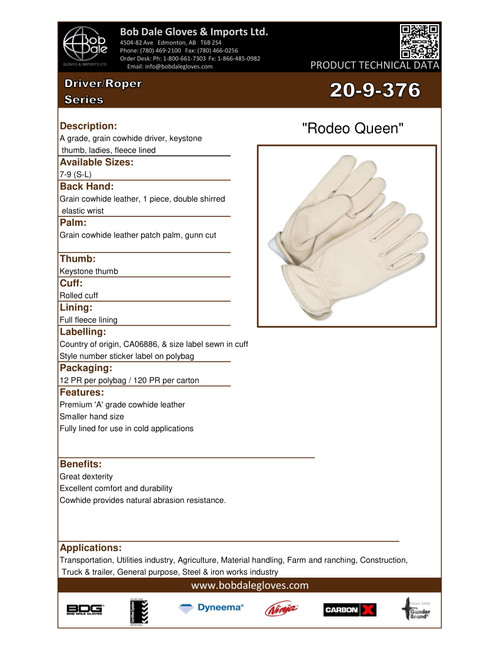 Winter Ladies Grain Cowhide Driver "Rodeo Queen" Thinsulate® C100 Keystone Thumb  20-9-376