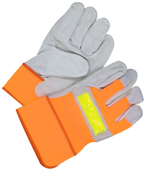 Split Cowhide Canvasback Fitter Fleece Lined Hi-Viz Orange  30-1-1003