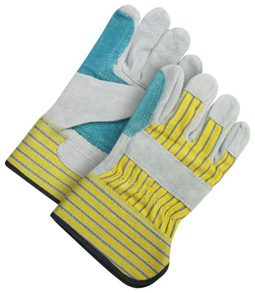 Split Cowhide Canvasback Fitter Fleece Lined Yellow/Blue Stripe Double Palm  30-1-271DP