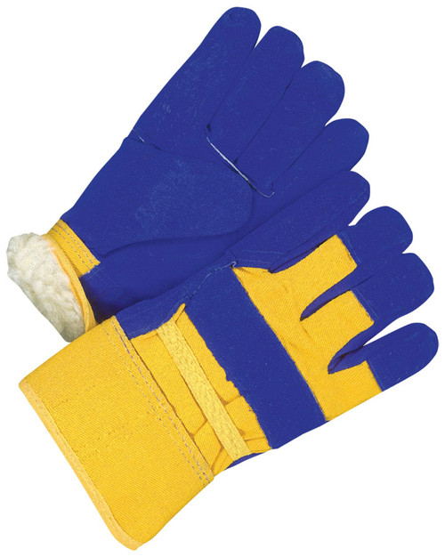 Winter Ladies Split Cowhide Canvasback Fitter Pile Lined Blue/Gold  30-9-428A