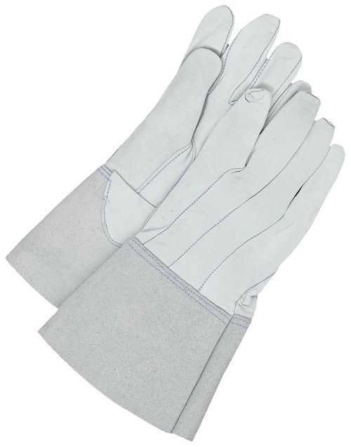 Grain Sheepskin Tig Weld Glove w/6" Split Cowhide Gauntlet White  60-1-1700