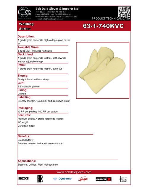 Kevlar® 12" Hi-Heat Welding Mitt Cover  63-1-740KVC