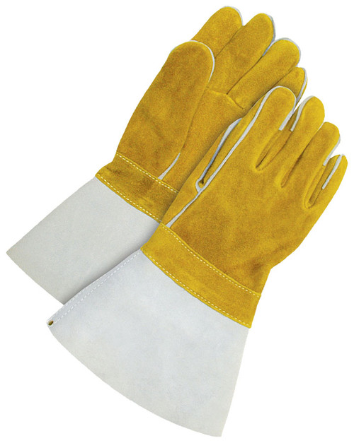 Ladies Split Deerskin Weld Glove Heather Lined w/5" Split Cowhide Gauntlet  64-1-888W