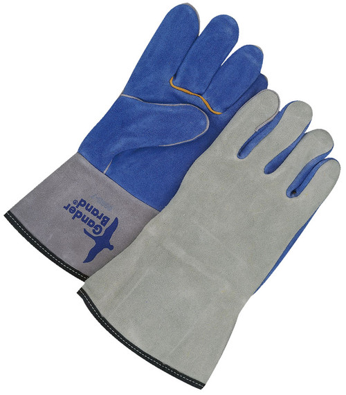 Winter Split Cowhide Weld Glove Heather Lined w/5" Split Cowhide Gauntlet Blue/Grey  64-9-666B-7
